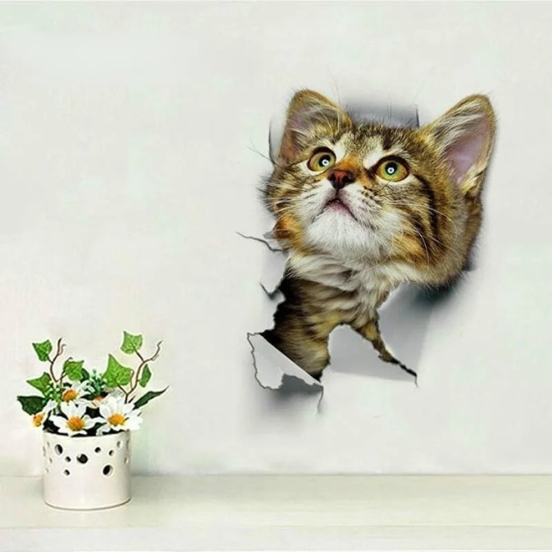 3pcs 3D Cute Cat Self-adhesive - Pvc Panel Background avaliação e preço