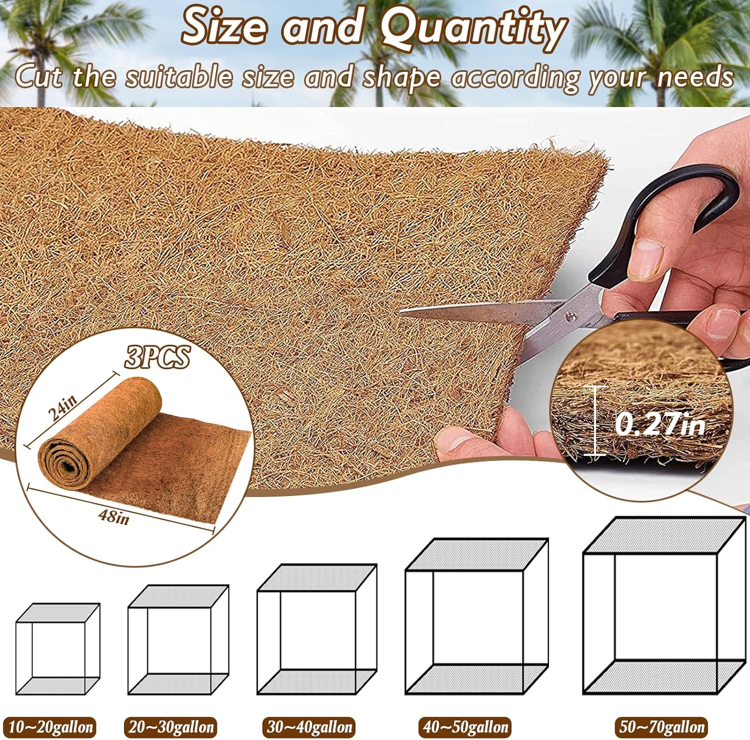 3 Rolls Reptile Carpet, 24x48i - Substrate Coconut Fiber avaliação e preço