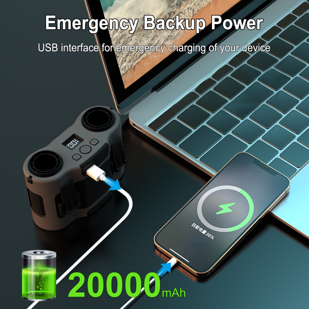 20000mAh Waist Fan Portable Ou - Timer Dual Outlet avaliação e preço