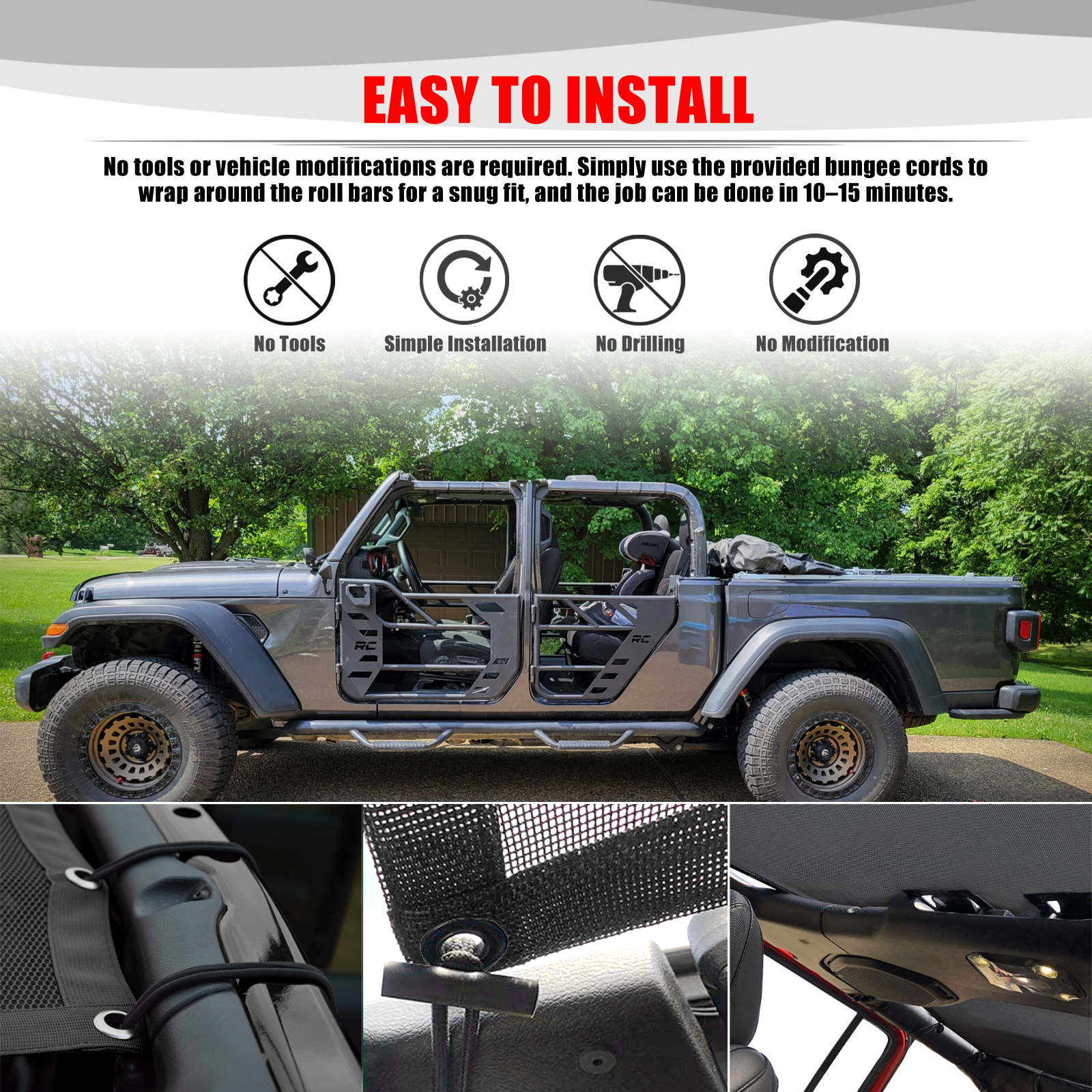 For Jeep Gladiator JT 4 Door A - Screen Top Mesh avaliação e preço
