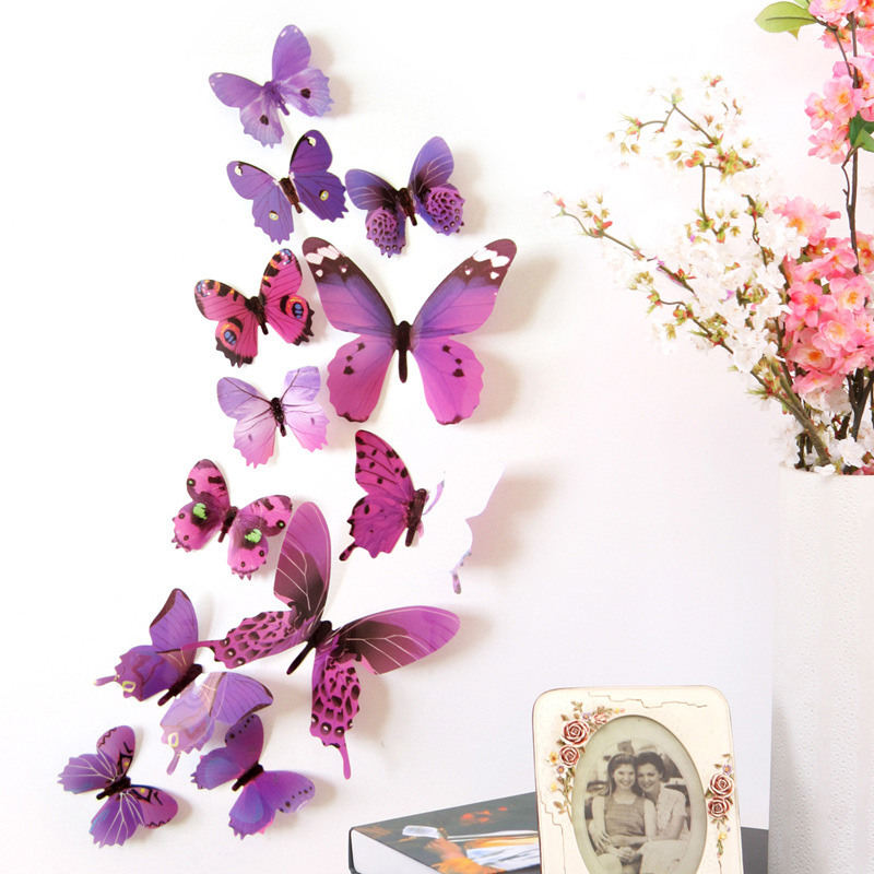 12Pcs 3D Butterfly Wall Sticke - Pvc Panel Background avaliação e preço