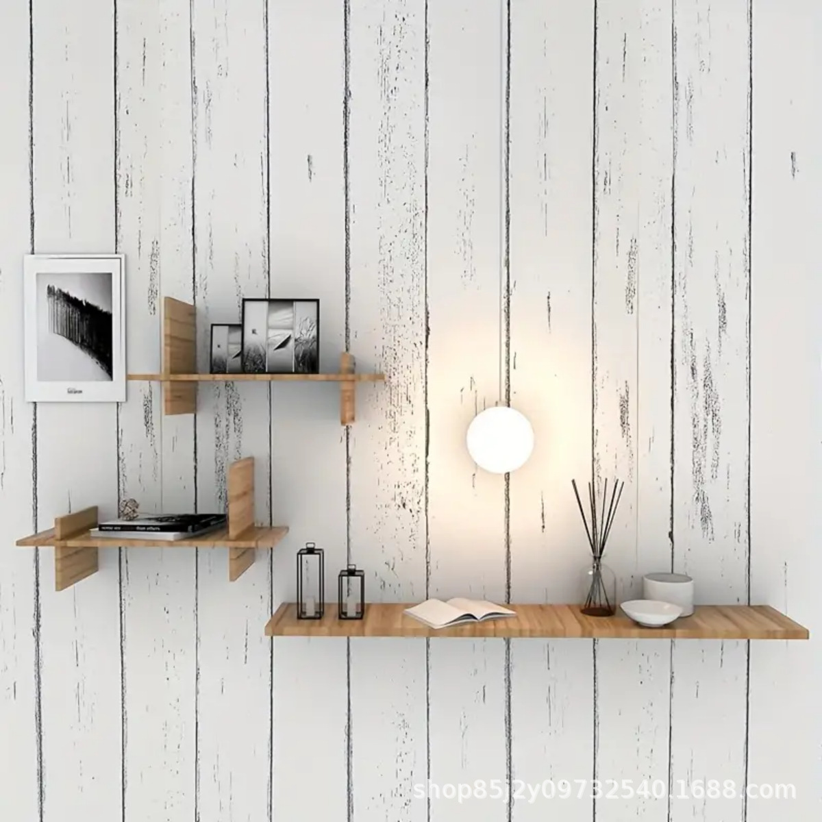 Retro White Wallpaper Wooden P - Pvc Panel Background avaliação e preço