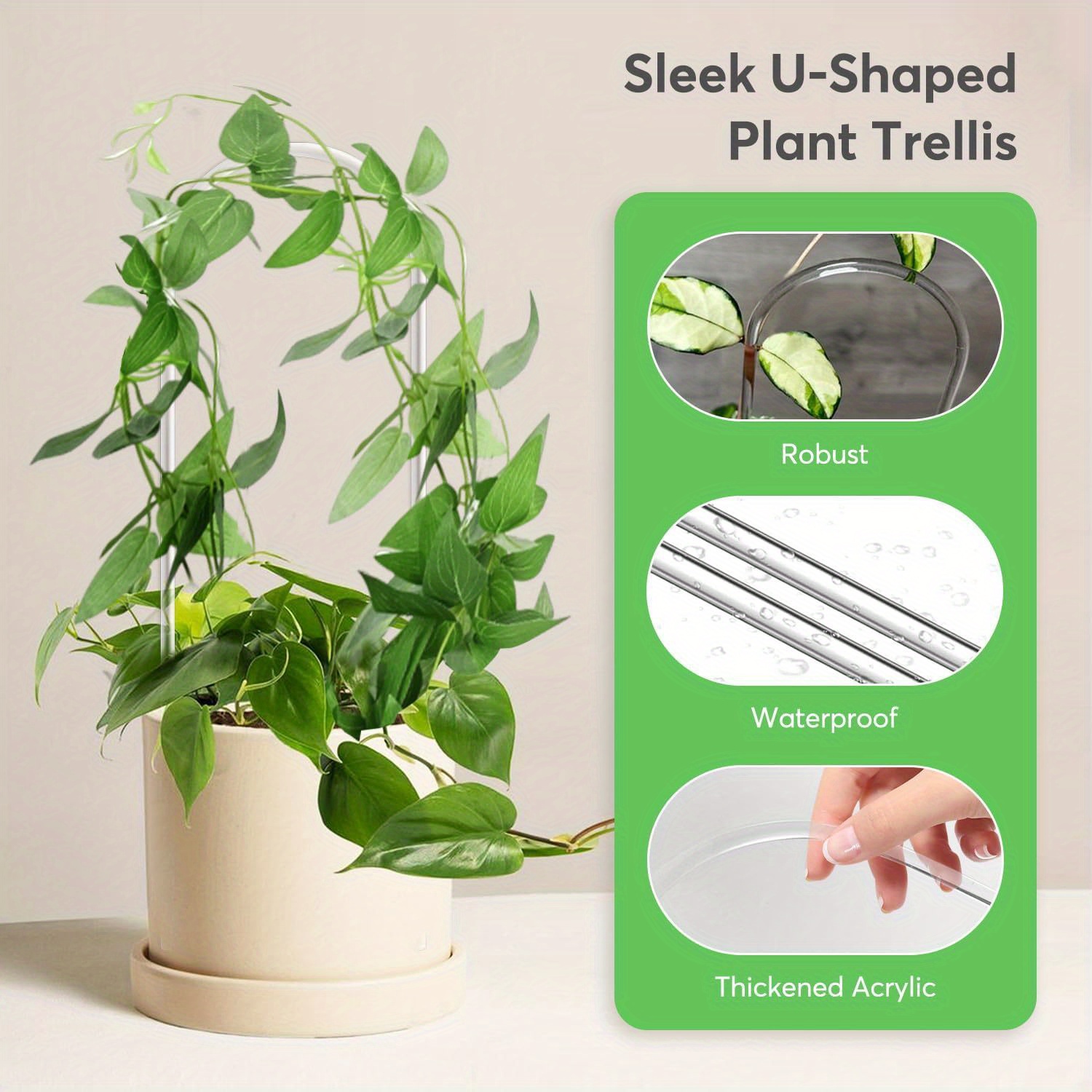 3pc u-shaped acrylic plant cli - Vine Climbing Plastic avaliação e preço