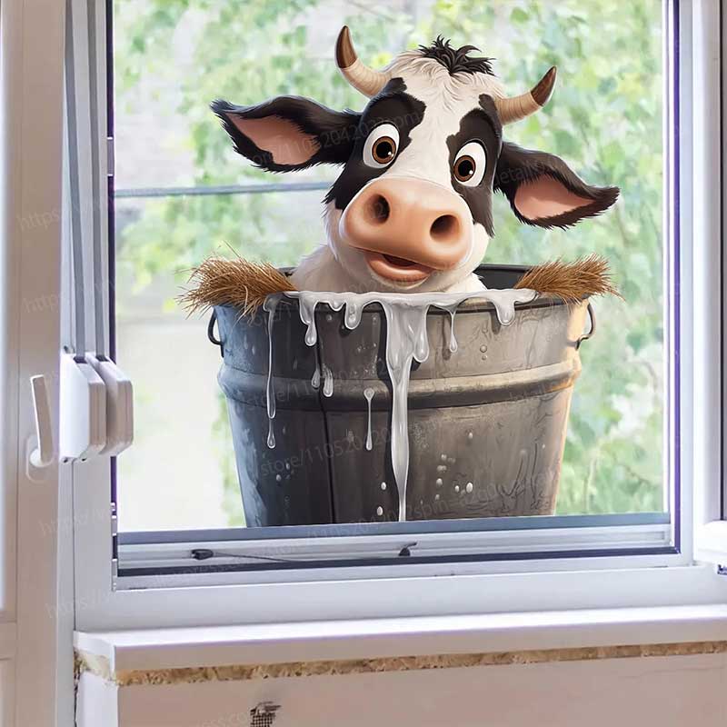 Cute Cow Wall Stickers Self-Ad - Pvc Panel Background avaliação e preço