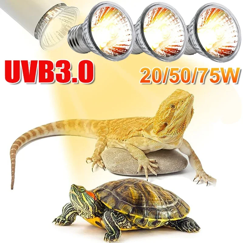 25/50/75W UVB Reptile Lamp Bul - Calcium Powder Reptile avaliação e preço