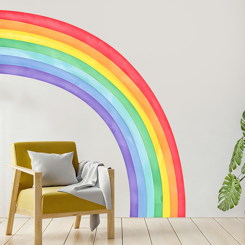 Large Rainbow Wall Stickers Se - Pvc Panel Background avaliação e preço
