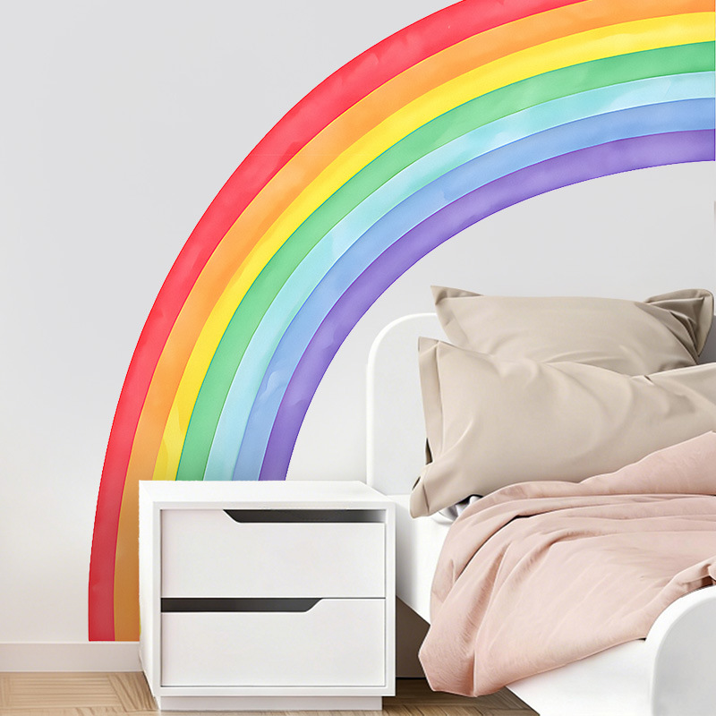 Large Rainbow Wall Stickers Se - Pvc Panel Background avaliação e preço