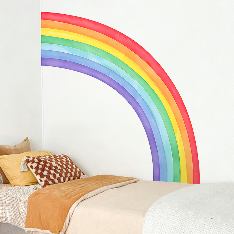 Large Rainbow Wall Stickers Se - Pvc Panel Background avaliação e preço