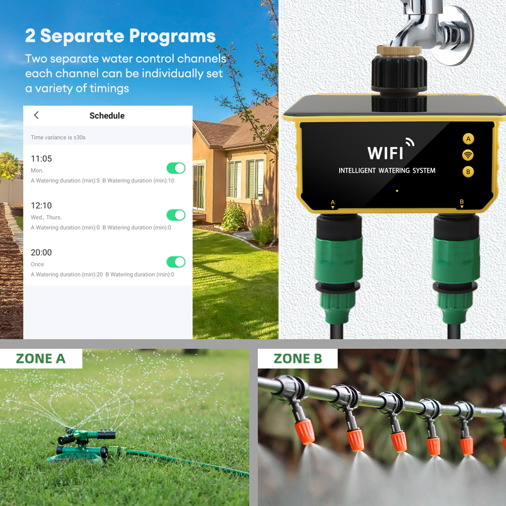 WiFi Solar Timer Dual Water Va - Timer Dual Outlet avaliação e preço